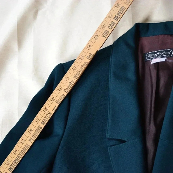 Vtg Garey Petites  Teal Wool Blazer - Picture 10 of 10
